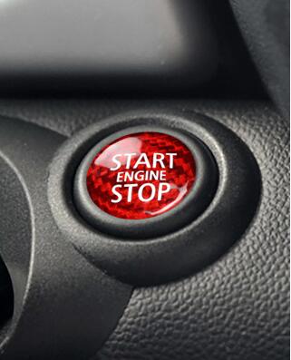 Fibra de carbono interior do motor start stop push button capa guarnição start stop um botão para mini cooper r55 r56 r58 r60: Red Carbon Fiber