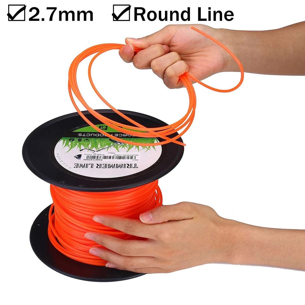 50m Trimmer Line Orange Square Brushcutter Strimmer Trimmer Cord Line Wire 2.7mm For STIHL Garden Tool Parts