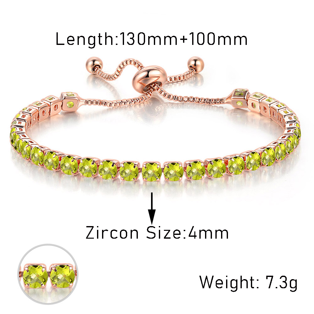 Verstelbare Tennis Armband Voor Vrouwen Christmas 4*4Mm Regenboog Zirkoon Rose Goud Kleur Vrouwen Armband Sieraden h056: RED