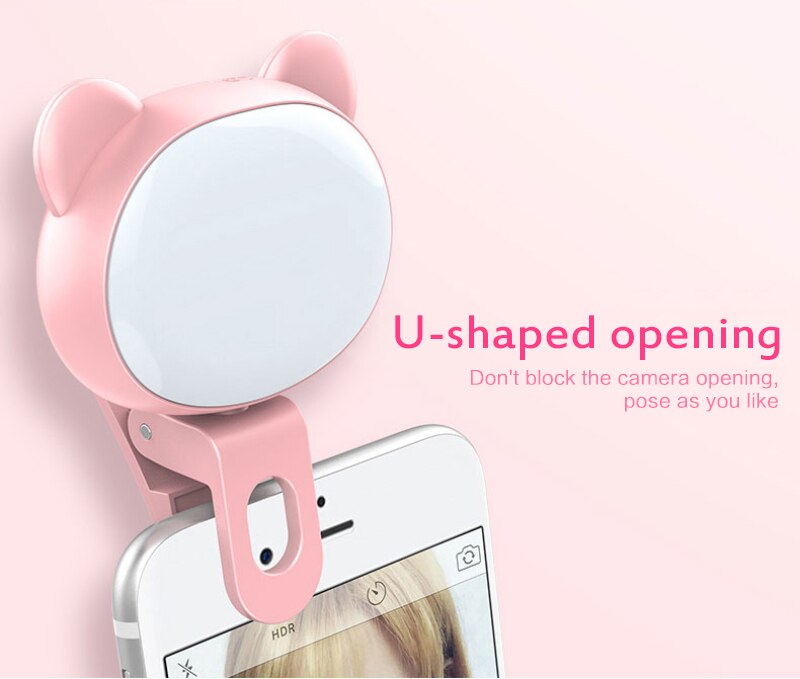 Mobile Phone Fill Light 3 Gears Dimming LED Selfie Ring Light Photography Clip Light Supplementary Lighting 360° Rotatable