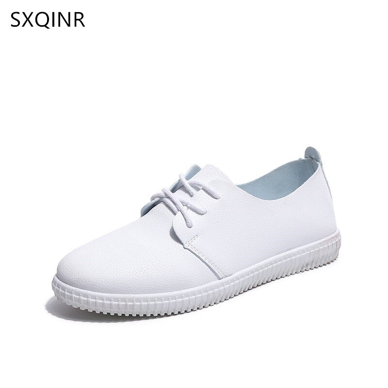 Spring Summer White Shoes Women Flat Leather Soft Shoes Female White Board Shoes Casual Shoes