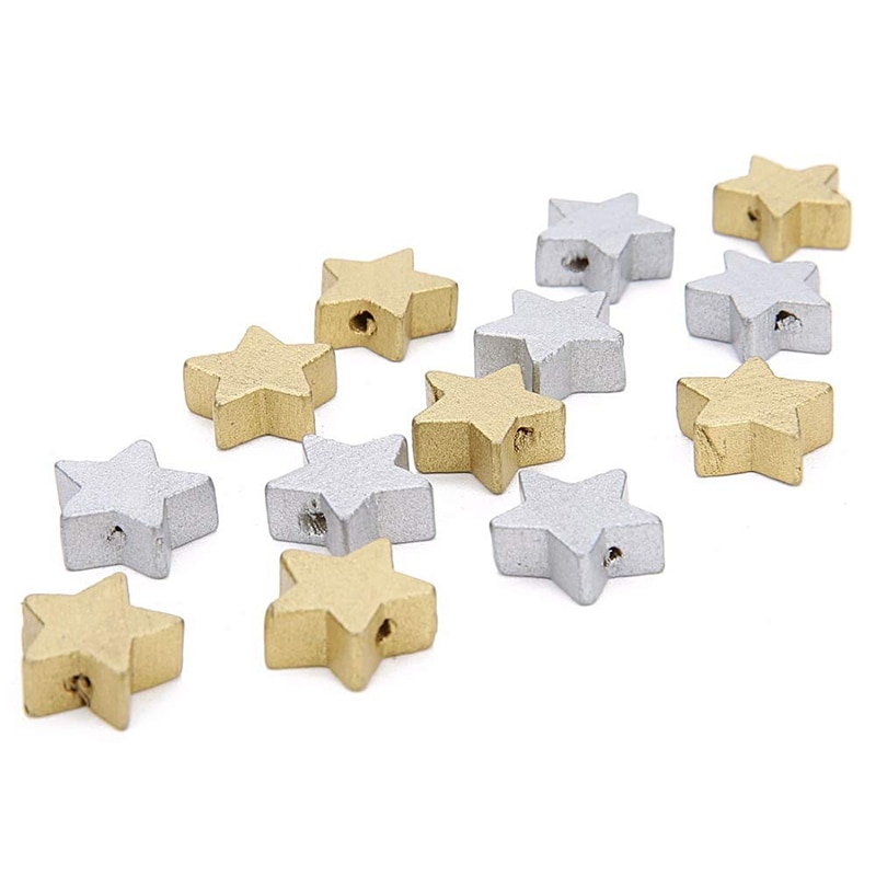 Natuurlijke Hout Kralen Goud Zilver Star Spacer Kralen End Caps Kralen Diy Sieraden Maken Bevindingen Charm Kralen