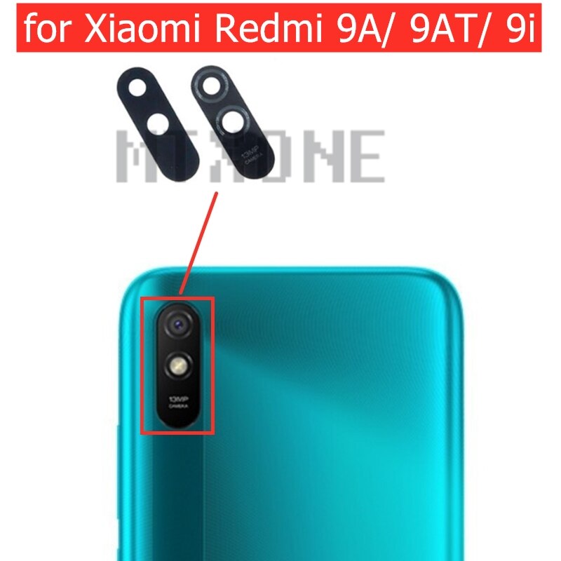 Lentille en verre pour Xiaomi Redmi 9A/ 9i/ 9AT, 2 pièces, avec colle, pièce de rechange