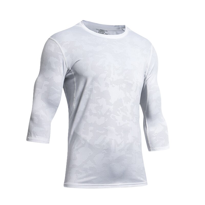 Pustende jacquard løpeskjorter herre langermet mesh rashguard fitness sportsklær raskt tørr hjemmetrening gym t-skjorte topper: Hvit / Asiatisk størrelse l