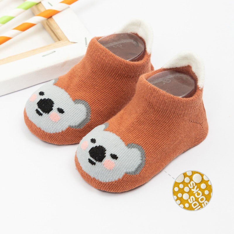 Cartoon Baby Sokken Anti Slip Kids Meisje Jongen Korte Sokken Met Rubberen Zolen Lente Herfst Soft Cotton Baby Peuter Floor sokken: orange