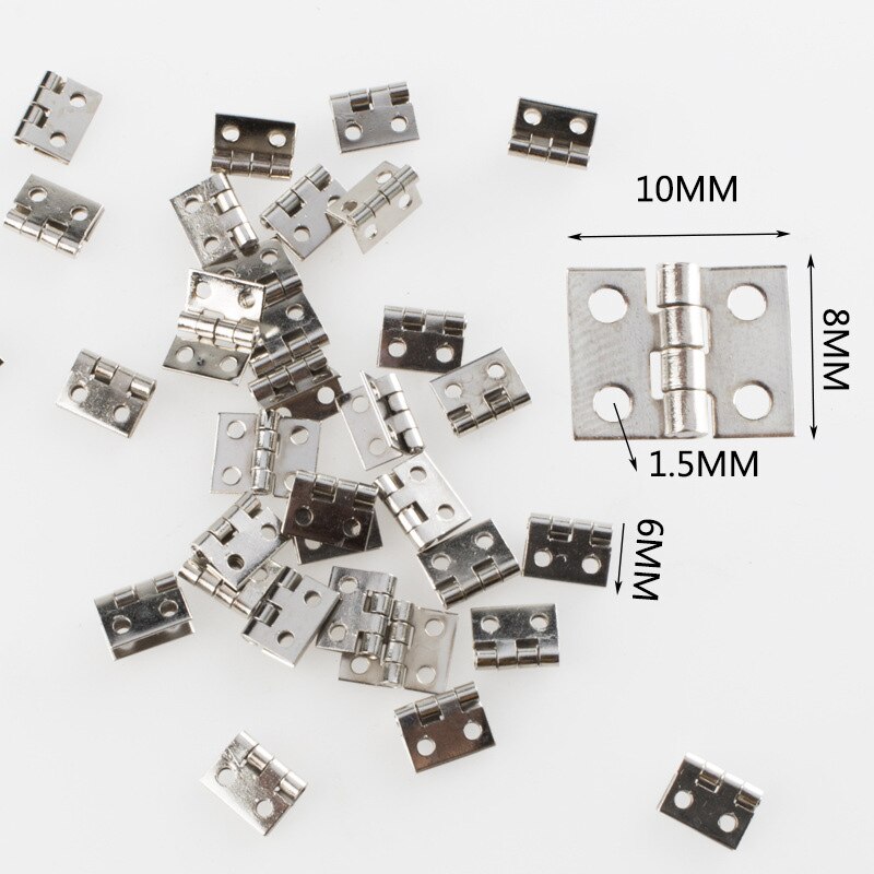 20pcs/lot Mini Cabinet Hinges Furniture Fittings Decorative Small Door Hinges for Jewelry Box Furniture Hardware 8mm*10mm