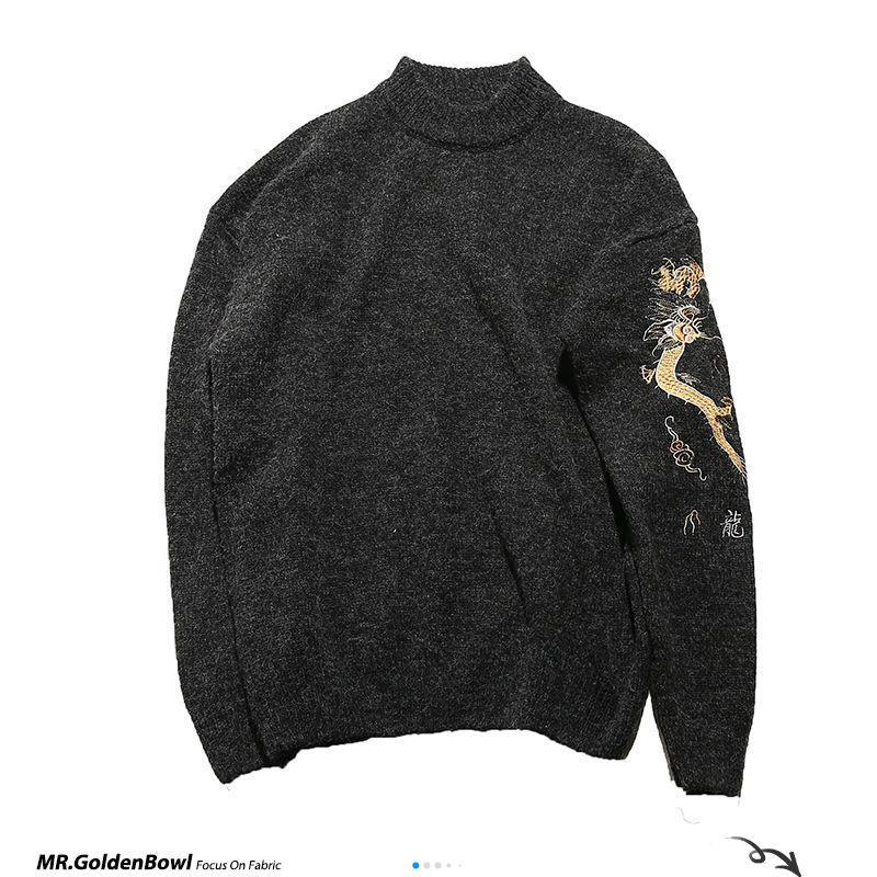 MrGoldenBowl automne hommes chandails Dragon chinois imprimé tricoté pulls grande taille homme pull ample hauts