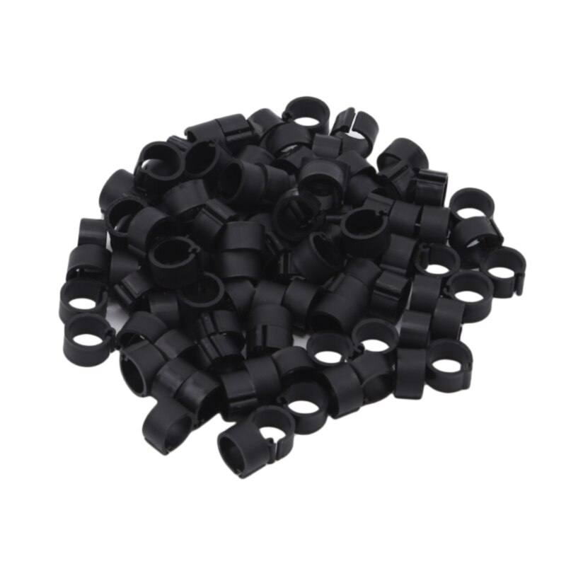 100 Stuks Vogels Voeten Ringen Binnendiameter 8Mm Breedte 7Mm Plastic Clip Ring Duif Duif Kwartel Voet Ring farm Animal Carrier: black