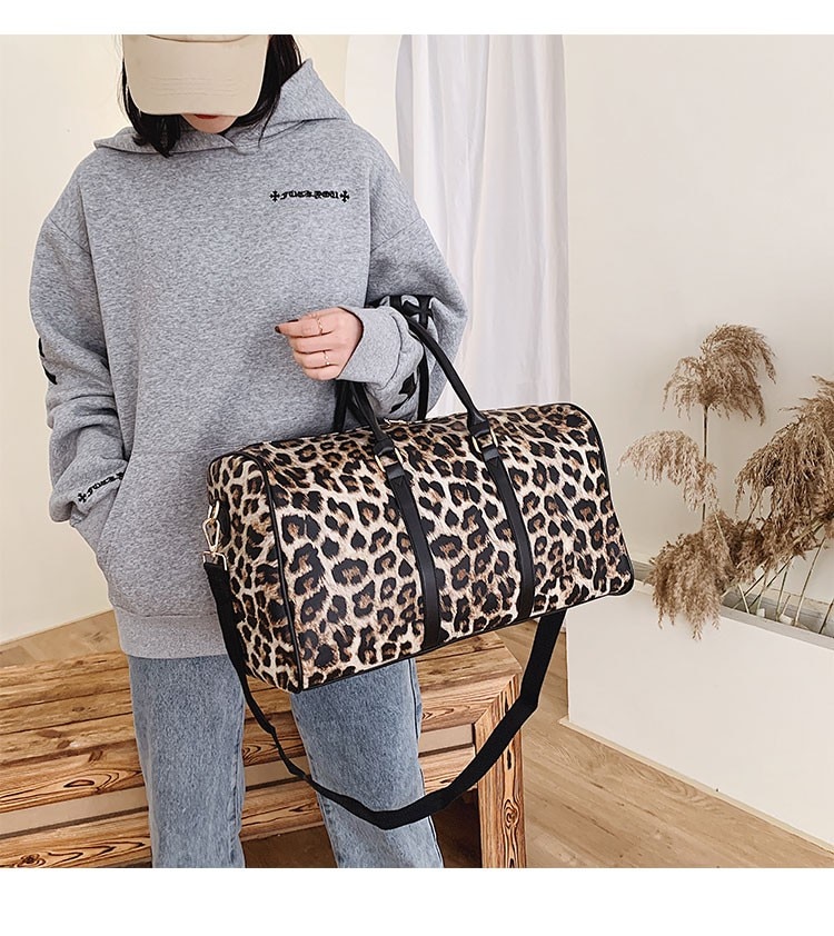 Leopardo grande capacidade saco de viagem, saco de balde do plutônio, marca saco de negócios, unisex saco de fitness, saco de natação, 18 Polegada bolsa feminina