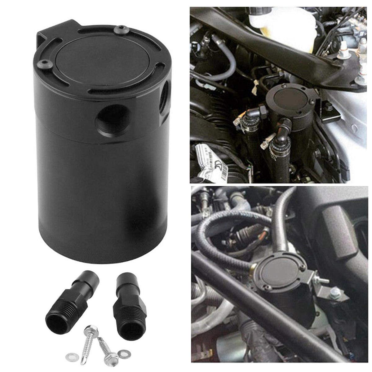 2-Port Oil Catch Tank Reservoir Breather Baffled Universal Air-Oil Separator Pump