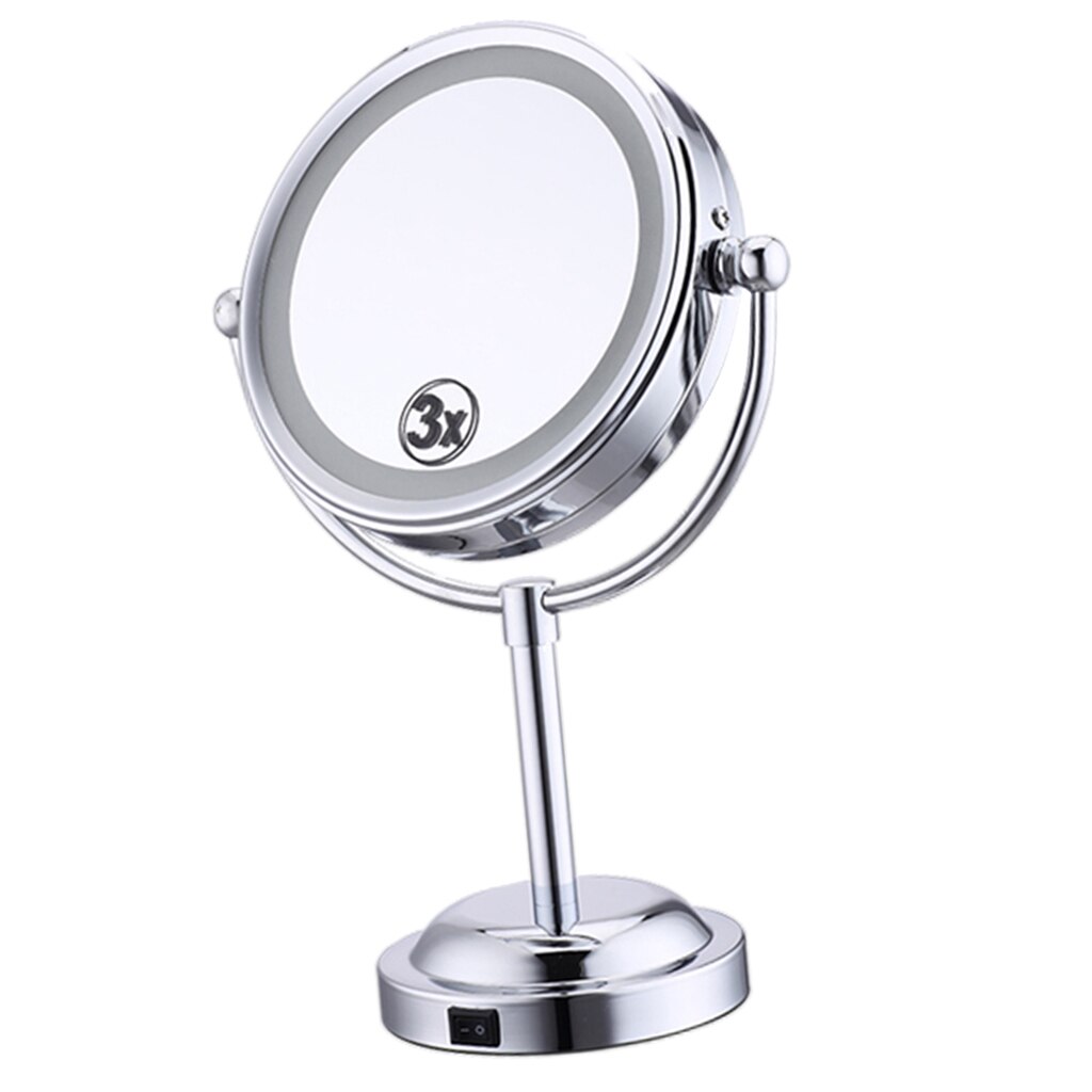 3x Magnifying Portable Lighted Free Standing Tabletop Bedroom Bethroom Shaving Makeup Mirror USB