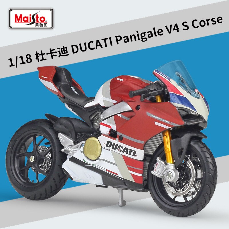 Maisto NUOVO 1:18 DUCATI panigale v4 Pressofuso In Lega Modello di Moto Praticabile Shork-Assorbitore Giocattolo Per I Regali Dei Bambini Toy Collection: panigale v4 s corse