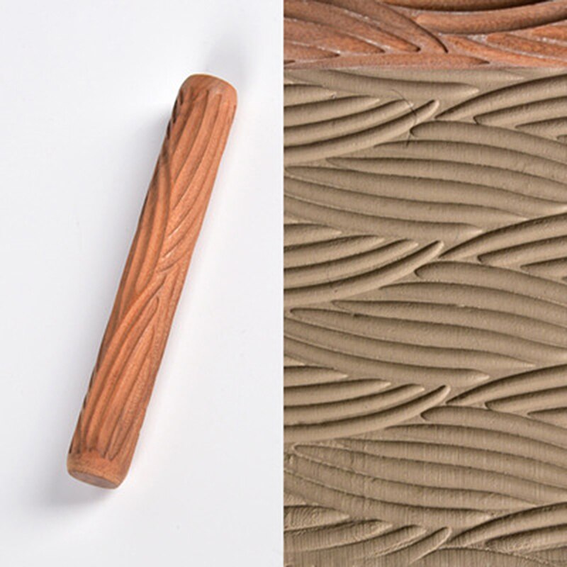 Aardewerk Gereedschap Houten Embossing Stick Patroon Rolling Klei Pin Houten Hand Roller Klei Stempel Klei Patroon Roller: Wave
