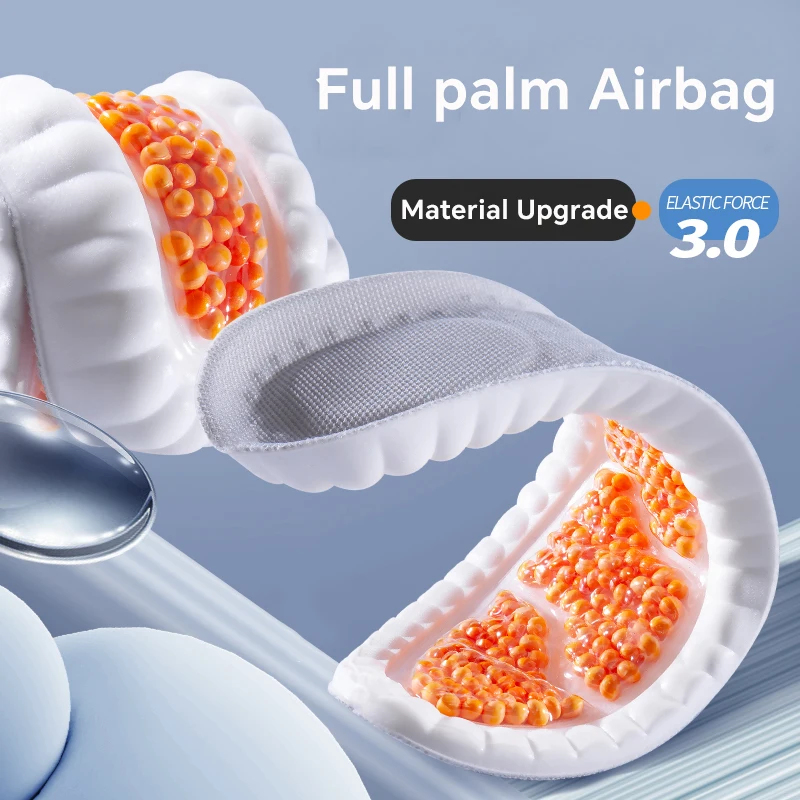 1Pair Air Cushion Sport Insoles Full for Feet PU Sole Soft Breathable Shock Absorption Running Shoes Pad for Arch Support Insole