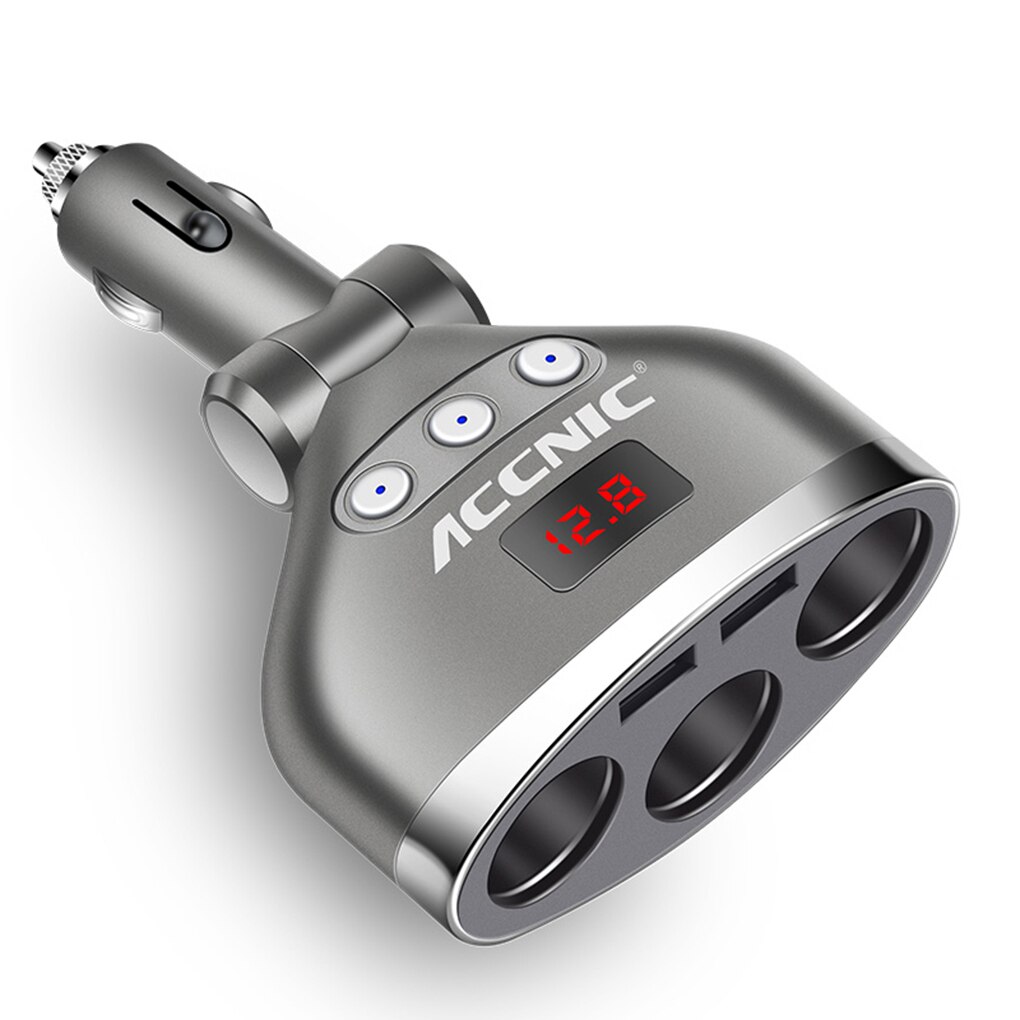 Accnic 3 in universele dubbele usb autolader spanning digitale 1 auto sigarettenaansteker splitter: Default Title