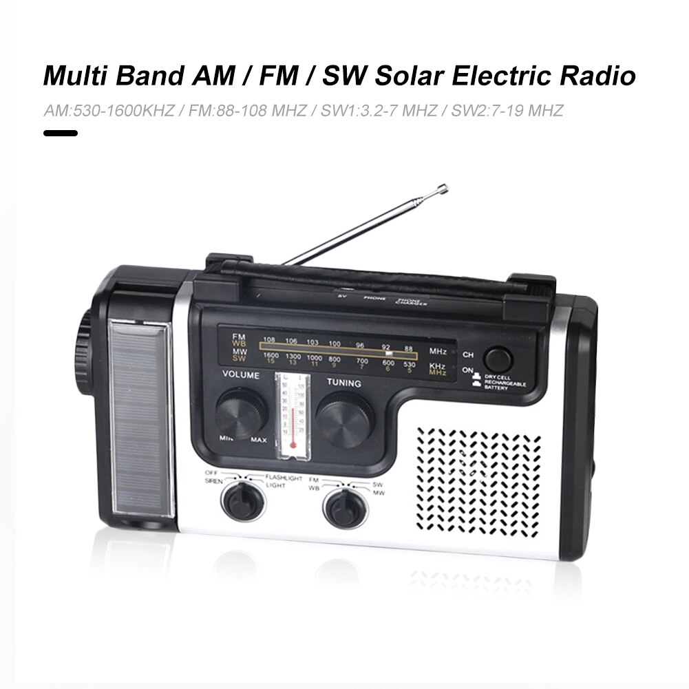 FM AM SW Radio Crank Dynamo Solar Power Emergency Retro Radio World Receiver Portable Radio for Outdoor Emergency