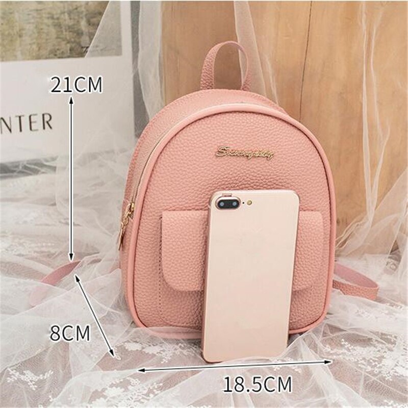 Mini Women Backpack Leather Shoulder Bag For Teenage Girl Multi-Function Small Bagpack Female Phone Pouch