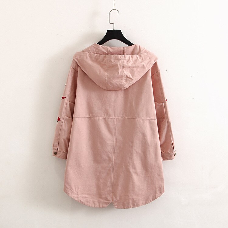 Manteau en coton et chanvre brodé pour femme, taille féminine