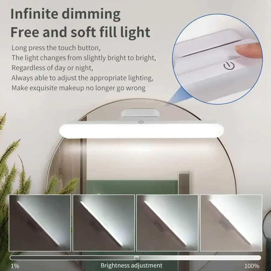 Led spejl foran makeup lys genopladelig hængende magnetisk lampe øjenbeskyttelse læselampe til sovesal garderobe skabslampe