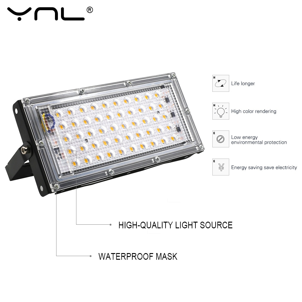 LED Flood Light AC 220V 240V ip65 50w LED Floodlight Outdoor Wall Spotlight Waterproof LED Light Reflector Lighting Garden Lamp