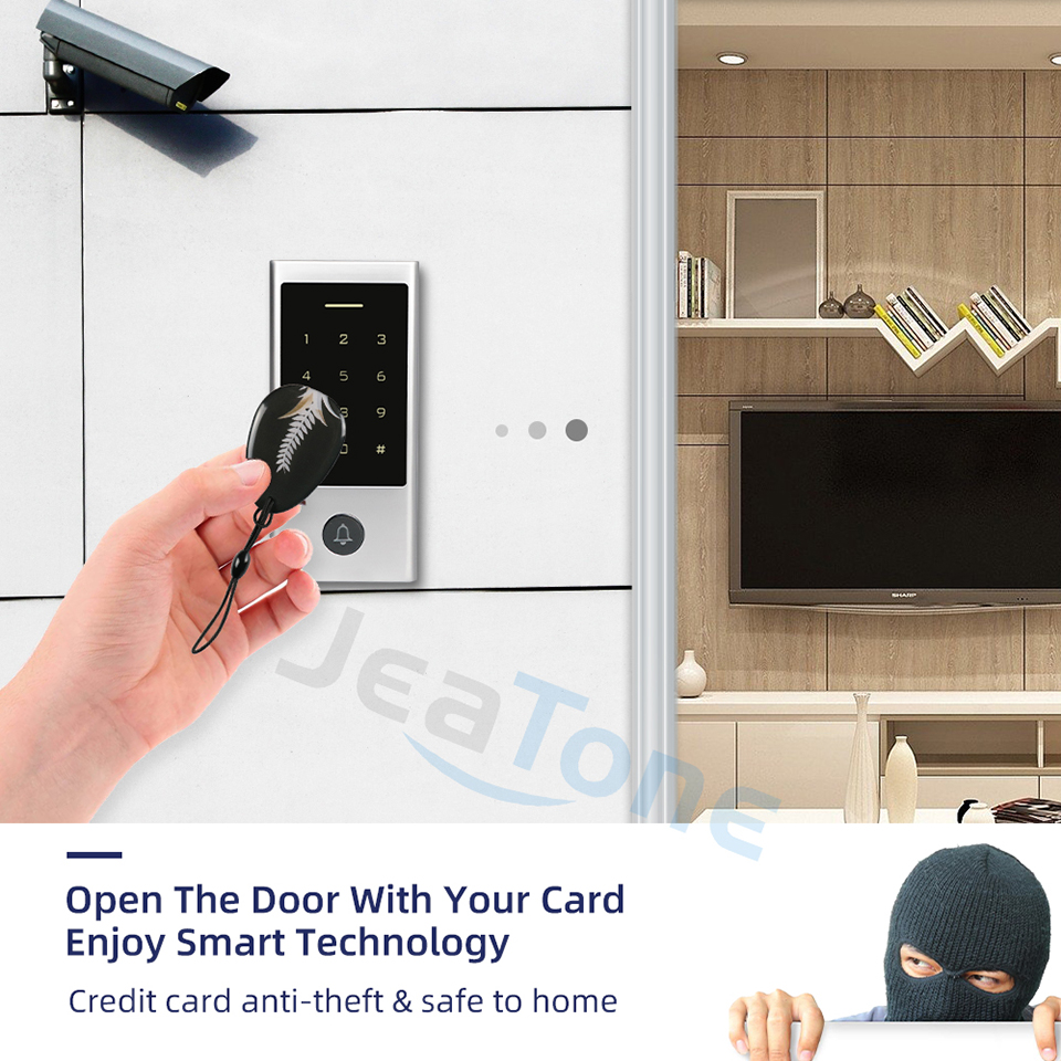 JeaTone 125KHz Card Access Control Keypad Reader IP66 Waterproof WG 26 Output DC12V Door Lock/Gate Opener(with Password Unlock)