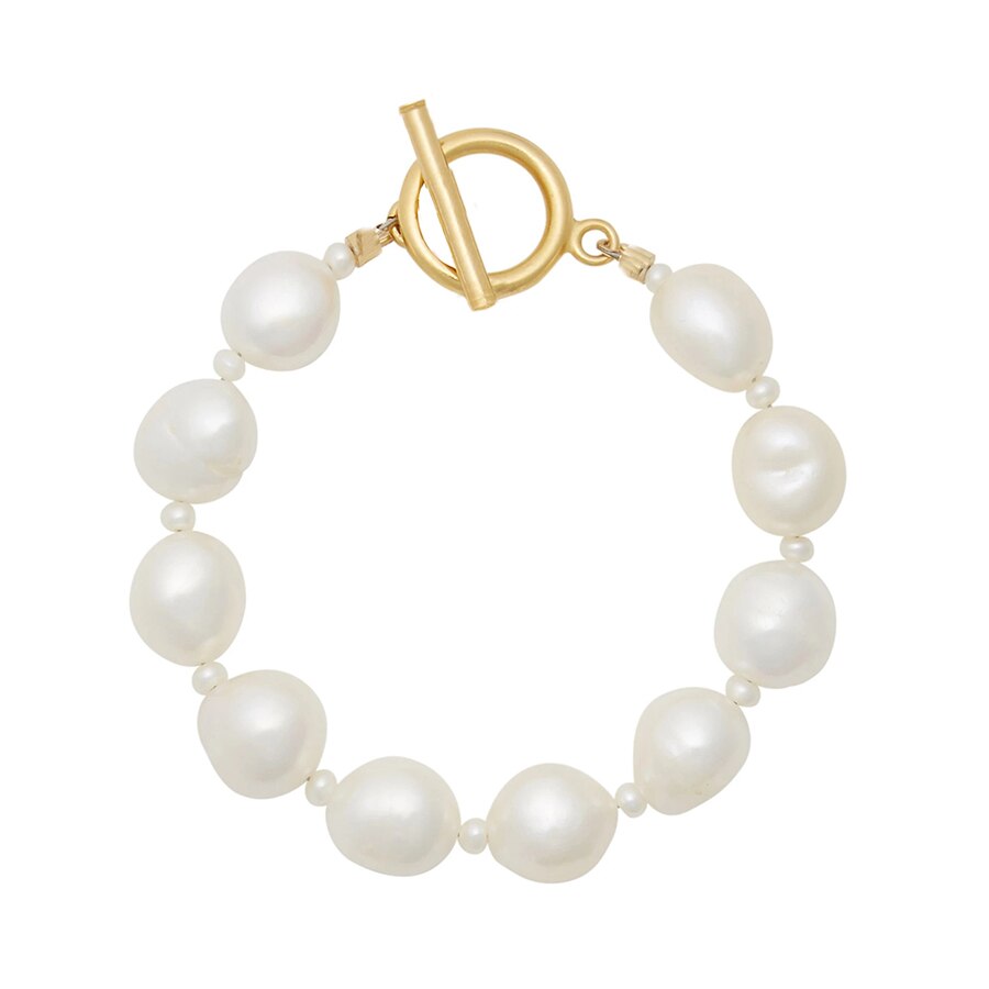 jewelry stainless steel Toggle closure strand mini oval freshwater pearls double wrap bracelet women: 7.6 inch bracelet