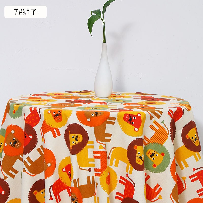 Polyester Katoen Dieren Cartoon Print Canvas Stof Voor Huisdecoratie Foto Achtergrond Doek W300022: 7 / 50X150cm(0.5 meters)