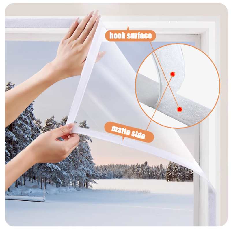 DIY Transparent Home Window Windproof Film Winter Self-Adhesive Keep Warm Film Detachable Windows See Through Rainproof Screen