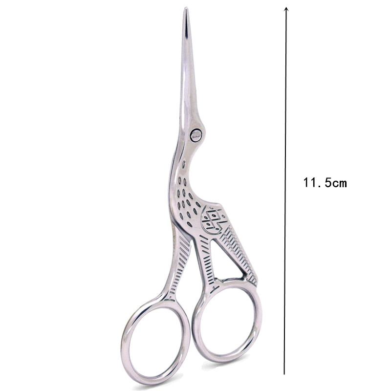 2 Size Stainless Steel Craft Scissors Handmade DIY Sewing Tools Zig Zag Fabric Scissors Pink Antique Stork Scissors: Large silvery