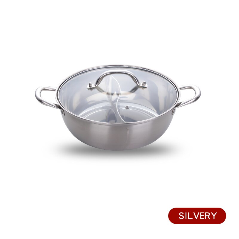 Marmite chinoise en acier inoxydable, ustensiles de cuisine, monocouche, compatibles avec les marmites à soupe, ustensiles de cuisine pour la maison: A168-Silver