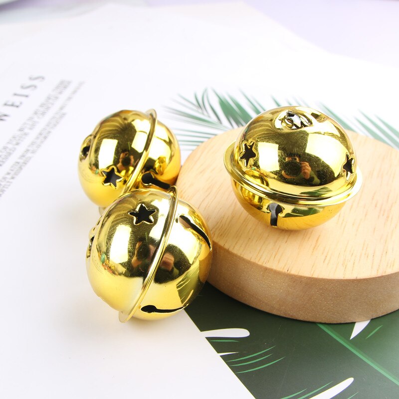 1pc multifarvejinglebells jern guld sølv klokkeperler lille festival jul håndværk dekoration tilbehør klang campanellini: Guld