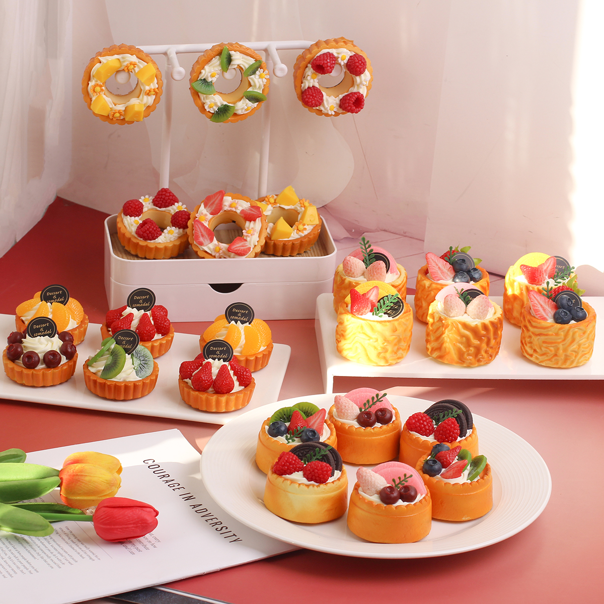 Modelo de pan de cocina de frutas artificiales, refrigerador, Material Pu, decoración del hogar, adornos de muestra de alimentos, accesorios de tiro, 3 uds.