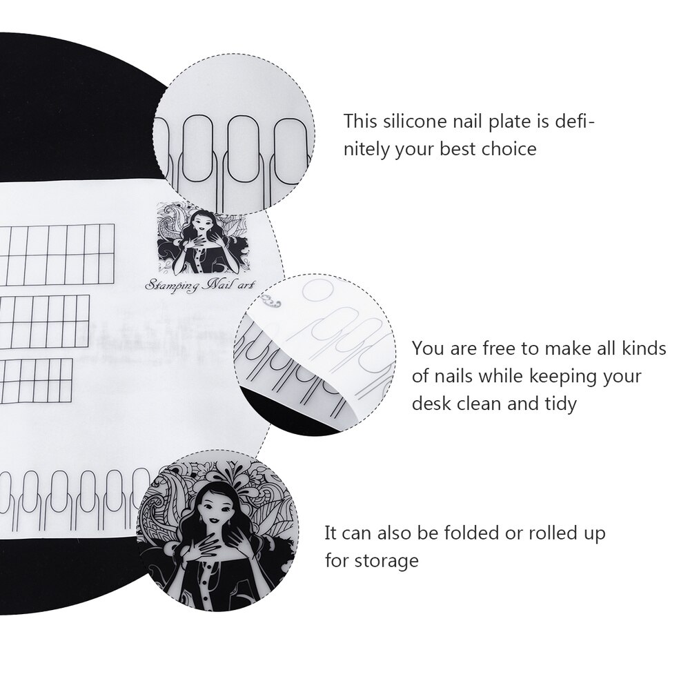 Nails Silicone Mat Nail Art Stamping Mats Manicure Mat Nail Polish Coloring Practice Pad Nail Sticker Guide Printing Table Cover