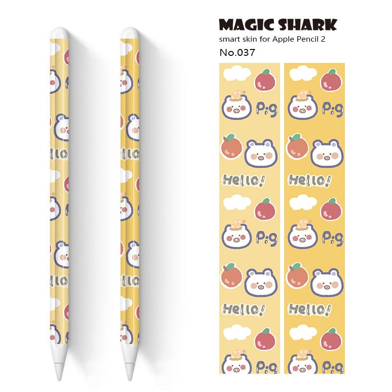 Tubarão mágico 2 pçs/lote bonito crayon shinchan panda urso toque caneta stylus adesivo película de pele papel protetor para apple lápis 2: 037