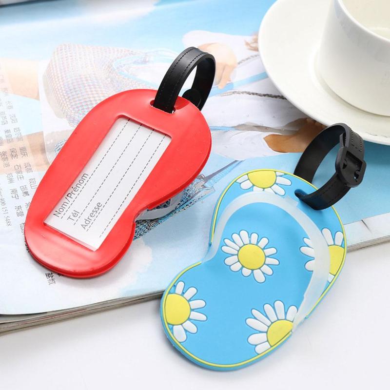 Persoonlijkheid slippers pvc zacht plastic bagagelabel id-tag houder bagage dames adres draagbare labels instappen  m5 d 7