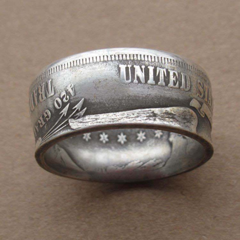 Men's Half Dollar Coin Ring Retro Punk Jewelry Men's Antique Wedding Ring Ring Male