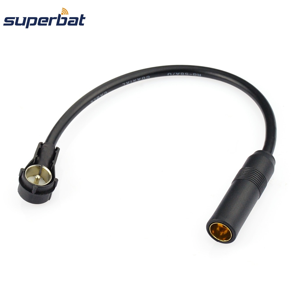 Superbat Car Radio Aerial Antenna Coaxial 20cm Cable Adapter/Converter/Connector Lead DIN 41585 Socket to ISO Male
