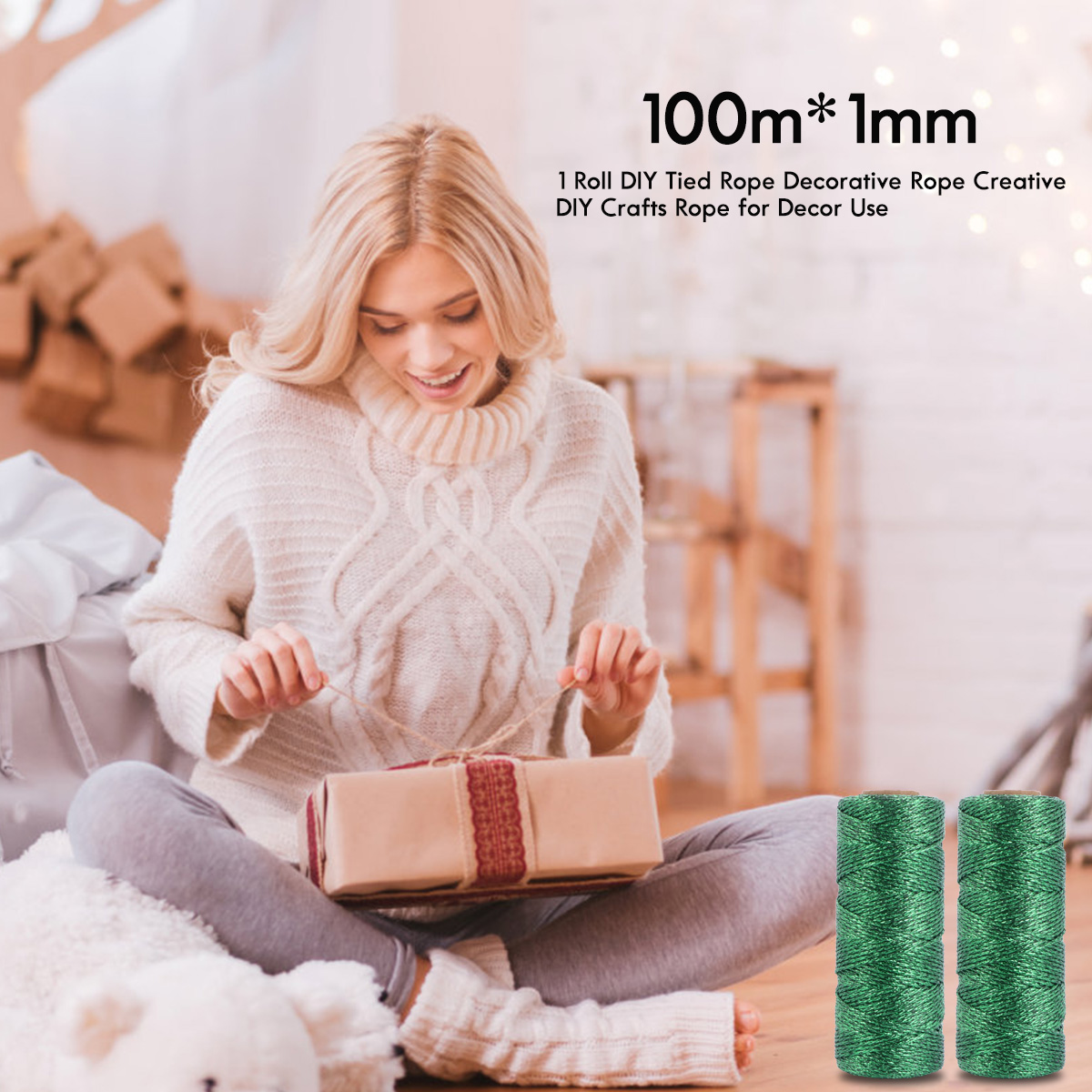 1 Roll DIY Tied Rope Chic Exquisite Decorative Rope DIY Crafts Rope Packing Rope for Home Inside Indoor