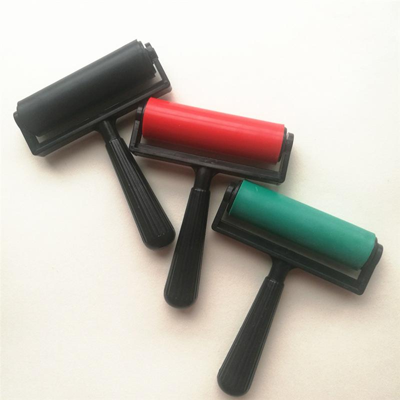 10cm printmaking gummirulle soft brayer håndværksprojekter blæk og stemplingsværktøjer (rød)