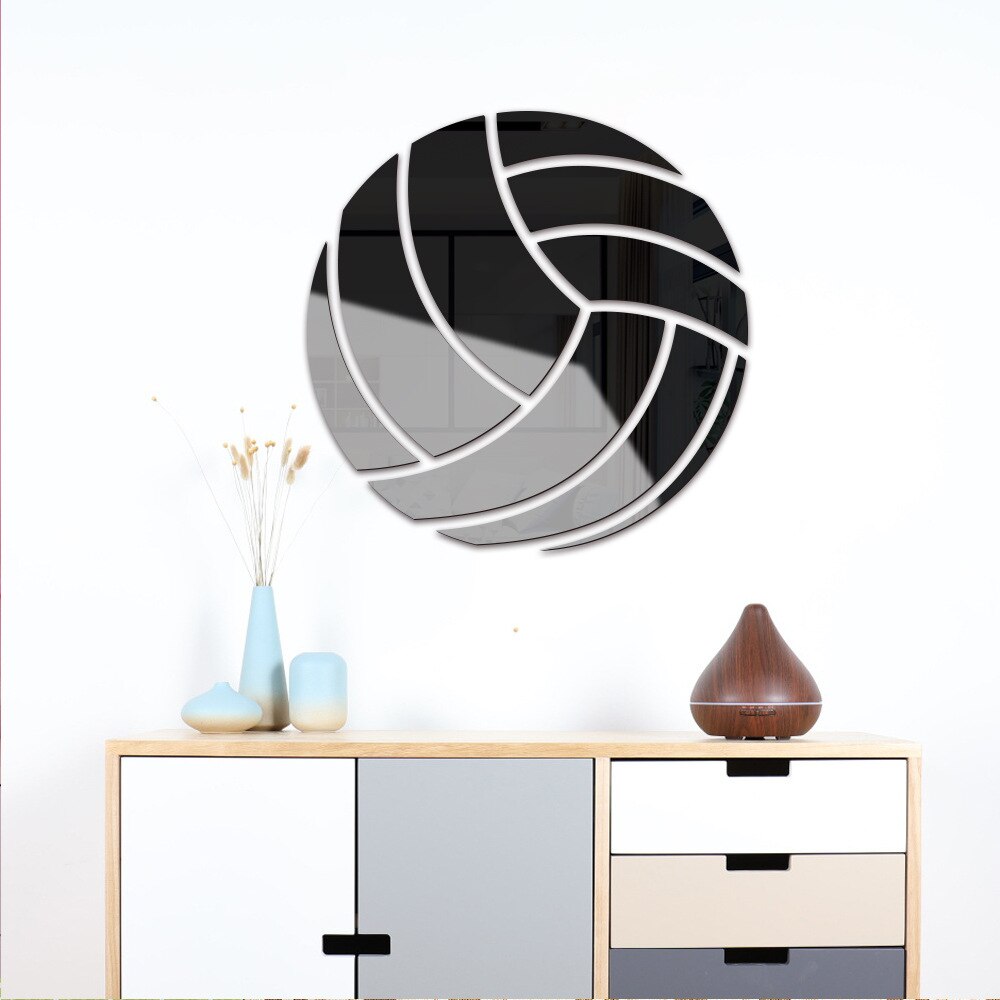 Mirror acrylic volleyball DIY combination home wall sticker children's room kindergarten decoration. Self adhesive: black / 30cm