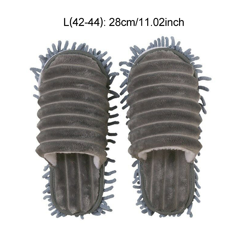 2 unidades/par de zapatillas antideslizantes, calcetines para suelo y pie de mopa, zapatos, limpieza rápida, pulido, polvo, cocina, suministros de baño, herramientas para el hogar: L-Gray