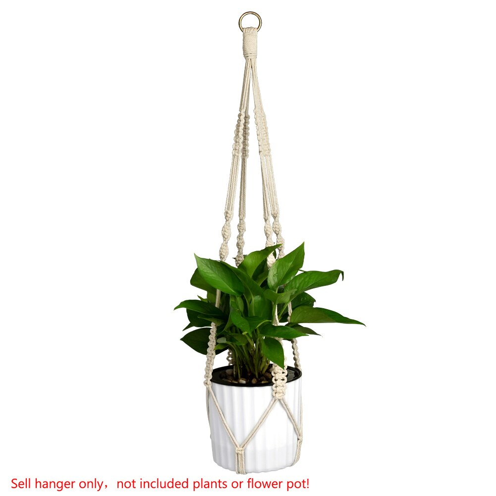 WITUSE 1PC Macrame Plants Hanger Hook 4 Legs Retro Flower Pot Hanging Rope Holder String Home Garden Balcony Decoration Wall Art: Type C 76cm
