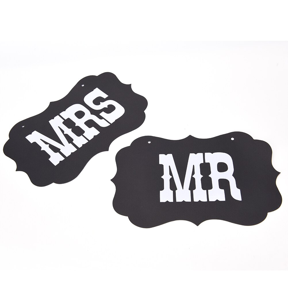 DIY Black Mr Mrs Paper Board+Ribbon Sign Photo Booth Props Wedding decoration Party Favor photocall for weddings 1set