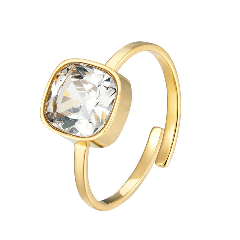 Mooie Maat Verstelbaar Grote Kristallen Ring Voor Vrouwen Rvs Wedding Party Sieraden Moederdag Souvenir
