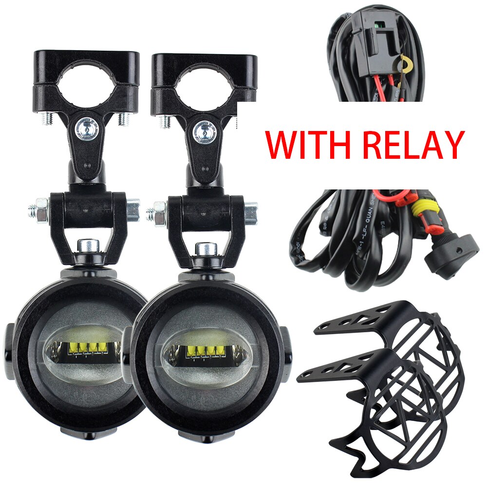 Luces auxiliares para motocicleta BMW R1200 gs, faros antiniebla DE CONDUCCIÓN puntual, 40W, 6000K, para BMW R1200GS, F800GS, F700GS, F650, K1600: 1 Set with Relay