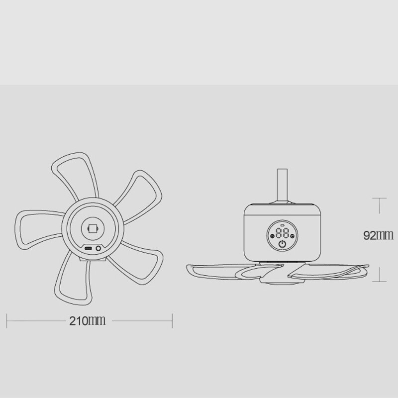 8000mAh 8inch USB Rechargeable Hanging Fan with Screen Touch Switch Remote Control Timing Camping Fan 4 Gears Tent Ceiling 95AF