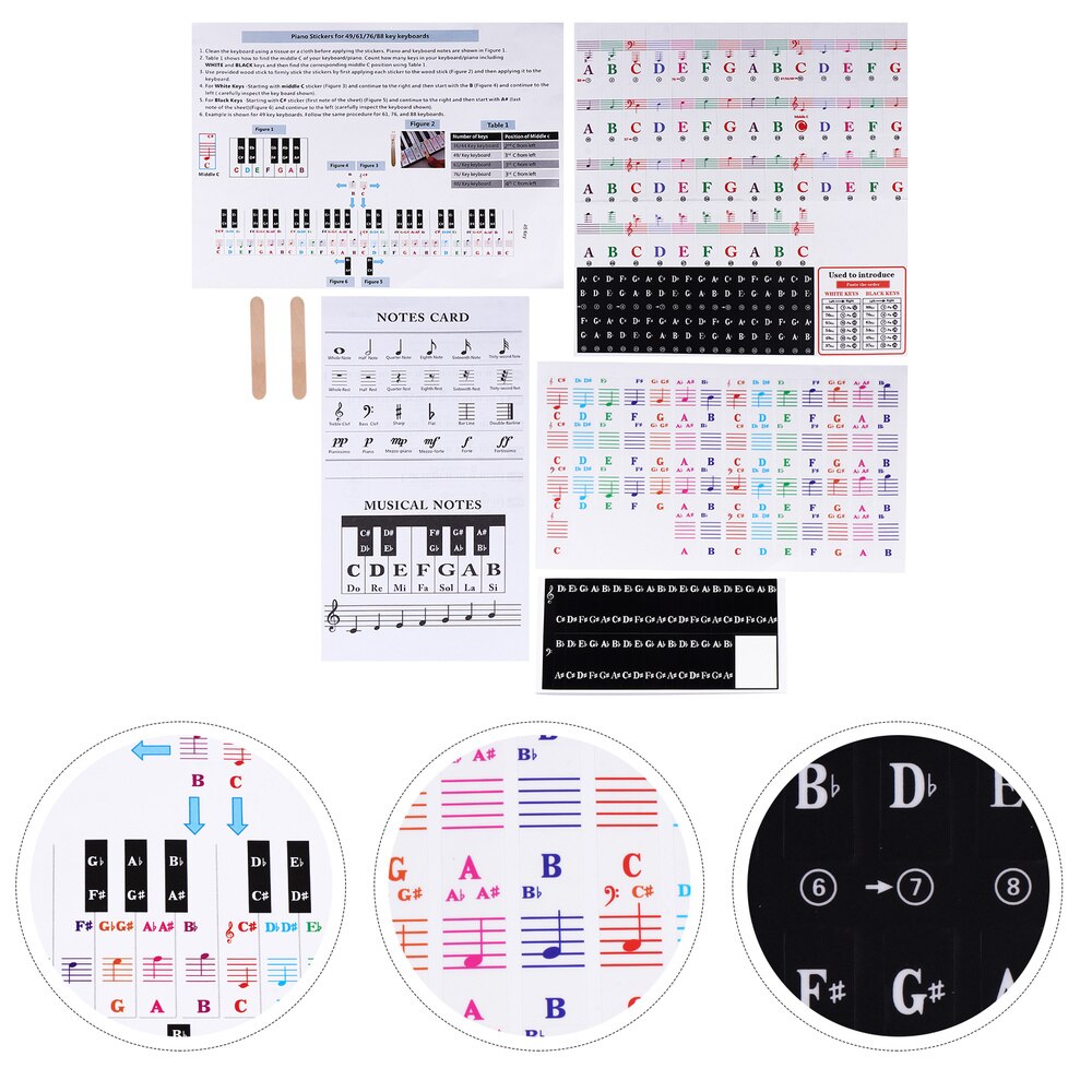 2 Sets Piano Sticker Beginner Learning Labels of Piano and Electronic Keyboards: Default Title