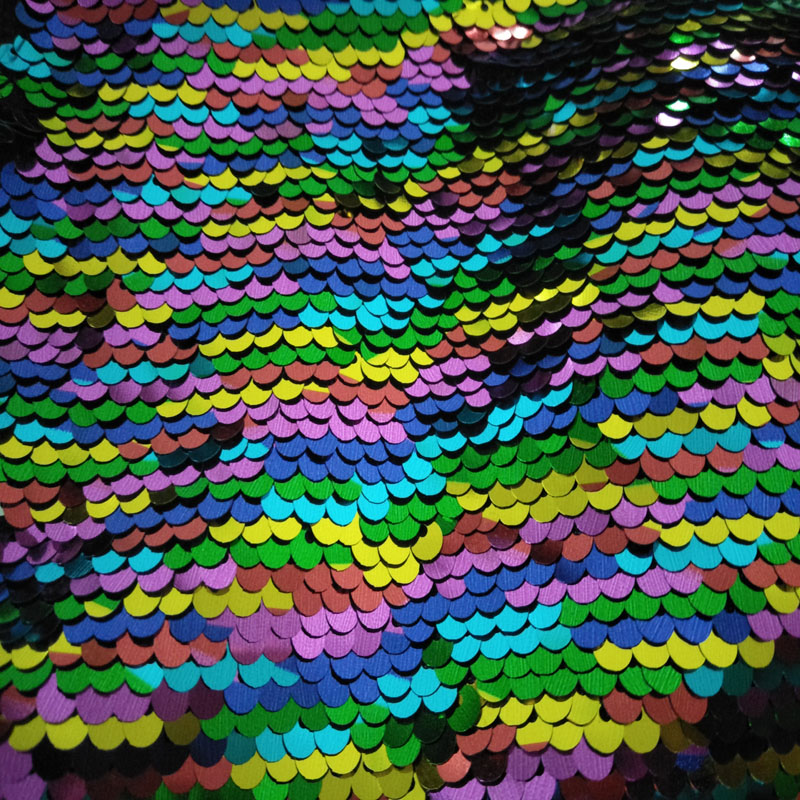 30x25 cm Mooie Rainbow Color Sequin Dubbele gezicht Omkeerbare Sequin Stof Satijn Terug Sequin Stof Voor DIY naaien Bag Purse