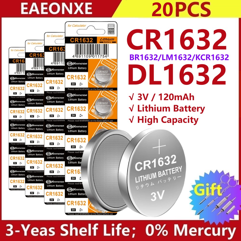 20Pcs cr2032 Battery cr2032 Pilas CR2025 CR2016 batteria CR1632 CR1220 CR1616 CR1620 CR1625 CR2450 CR2430 LR41 LR1130 LR43 LR44: Gold