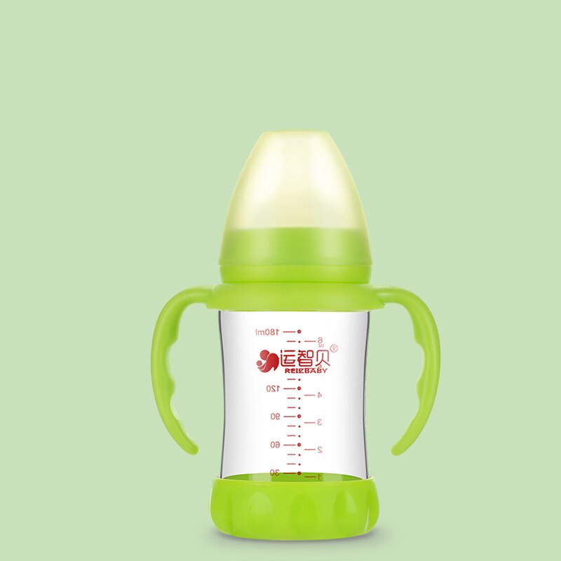 Botella de alimentación de bebé de vidrio, botella de agua de calibre ancho, resistente a altas temperaturas, 180/300ml: green 180ml